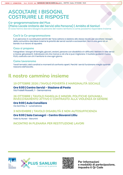 Tavoli di coprogettazione del PLUS